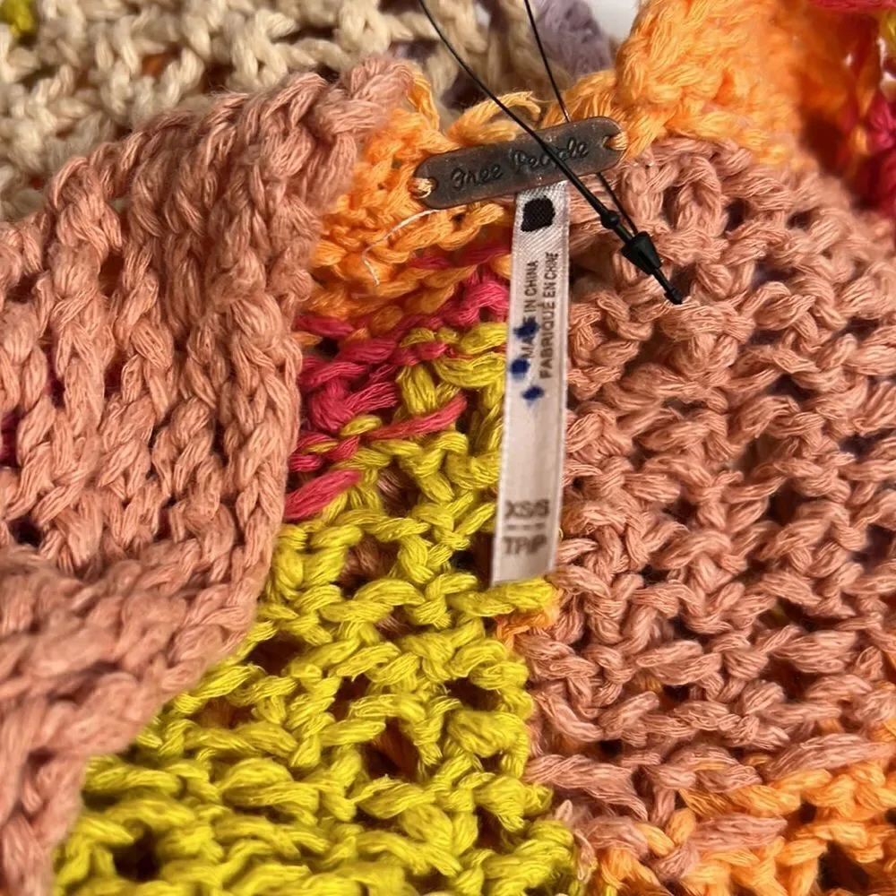 New FREE PEOPLE Chasing Rainbows Cardi In Tropical Rainbow Combo